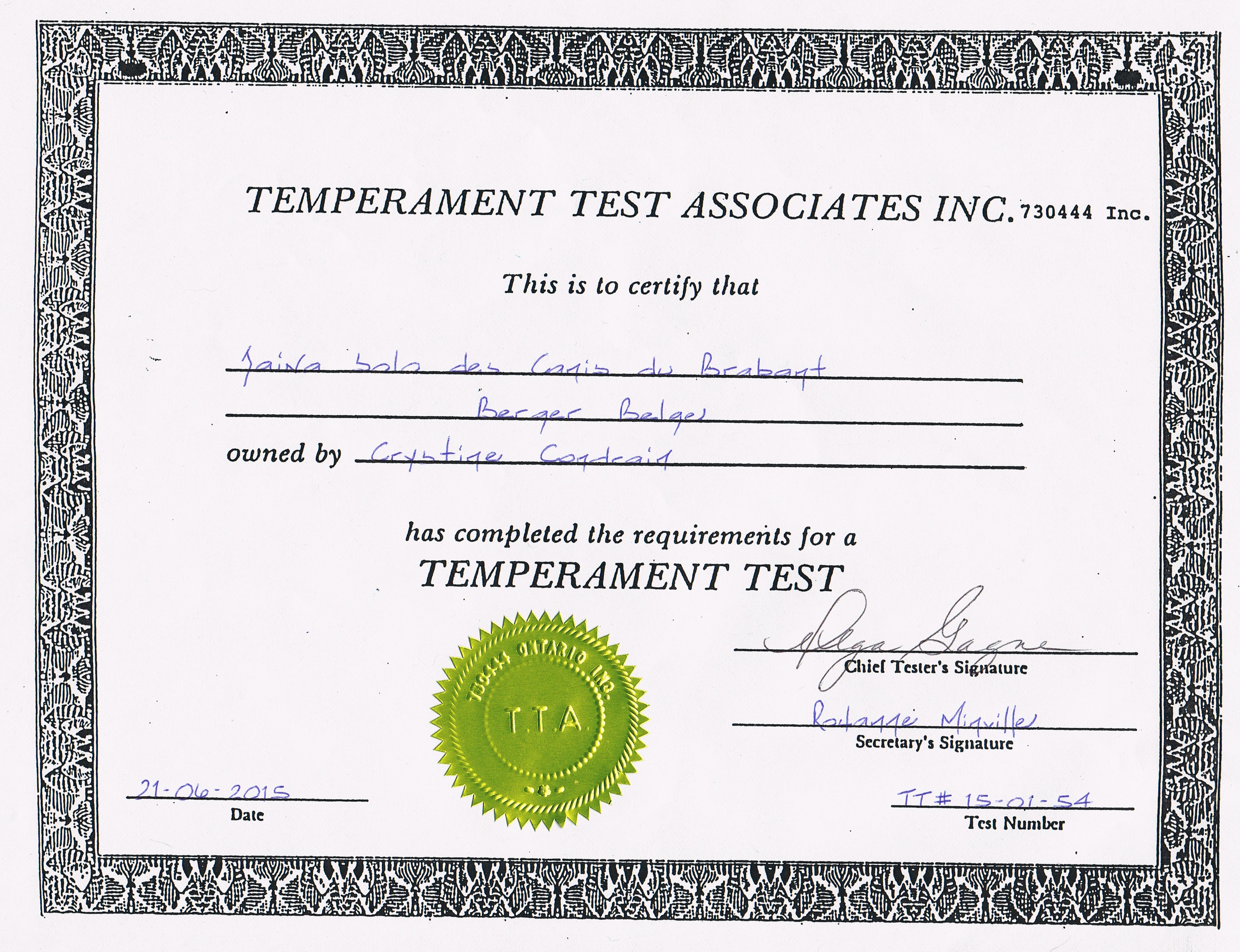 Temperament test